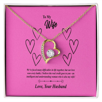 To My Wife, We' Face Many Battles Together Forever Love Necklace